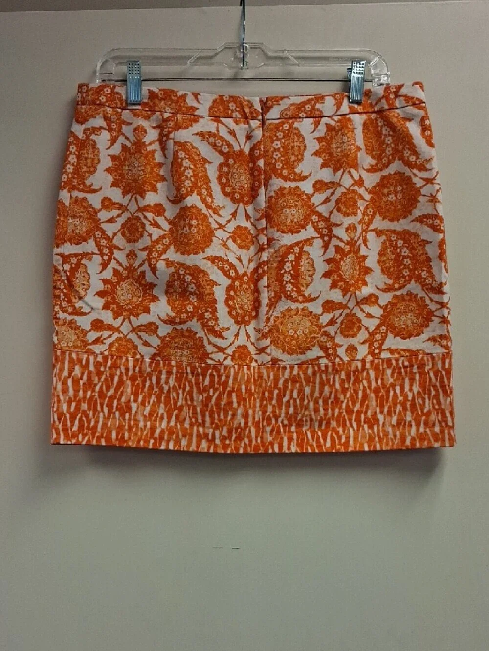 Michael Kors Orange Floral Mini Skirt Lined Cotton Blend Size 10